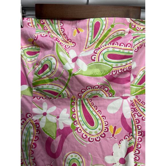 Vtg 80’s Lilly Pulitzer Shift Dress Pink & Green Paisley Floral Mini Size 10 - Picture 4 of 9